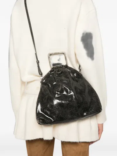Autentica 504 Medium Crinkled-effect Frame Pouch In Black