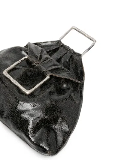 Autentica 504 Medium Crinkled-effect Frame Pouch In Black