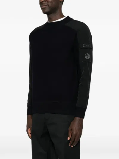 Murphy & Nye Contrast-panel Flap-pocket Sweater In Blue