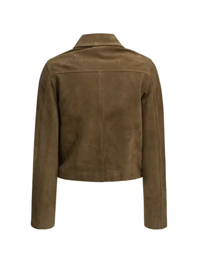 Semper Flap-pocket Suede Jacket In Brown
