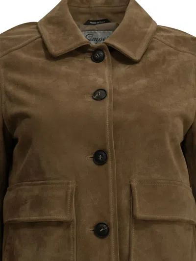 Semper Flap-pocket Suede Jacket In Brown