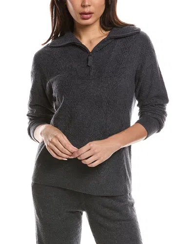 Barefoot Dreams Cozychic Lite Cable 1/2-zip Pullover In Black