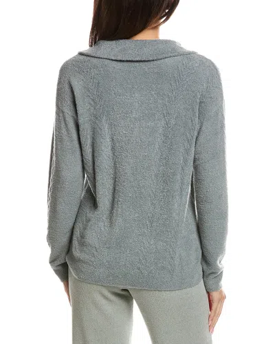 Barefoot Dreams Cozychic Lite Cable 1/2-zip Pullover In Blue