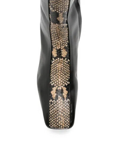 Aeyde Bita 55 Snake-effect Leather Knee-boots In Black