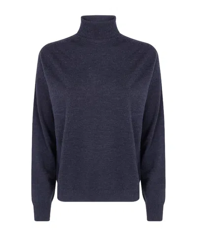 Drumohr Roll-neck Wool Sweater In Blue