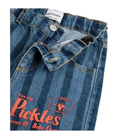 Bobo Choses Striped-pattern Belt-loop Trousers In Blue