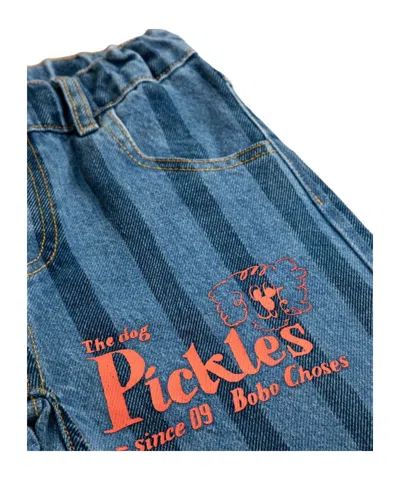 Bobo Choses Striped-pattern Belt-loop Trousers In Blue