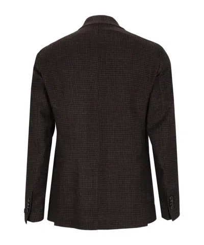 Tagliatore Double-breasted Micro-check Jacket In Brown