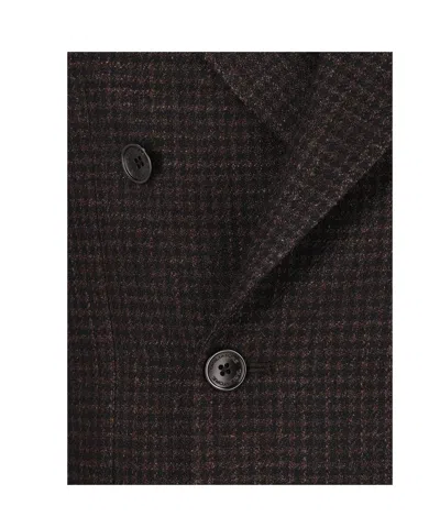 Tagliatore Double-breasted Micro-check Jacket In Brown