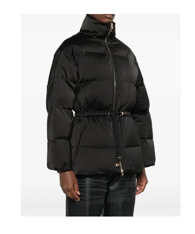 Elisabetta Franchi Drawstring Puffer Jacket In Black