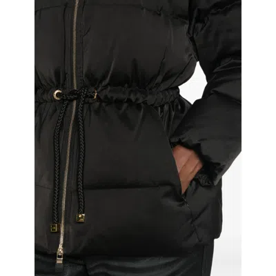 Elisabetta Franchi Drawstring Puffer Jacket In Black