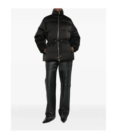 Elisabetta Franchi Drawstring Puffer Jacket In Black