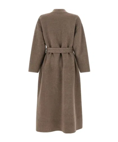 Co Long Belted Wrap At Side Pockets In Gray