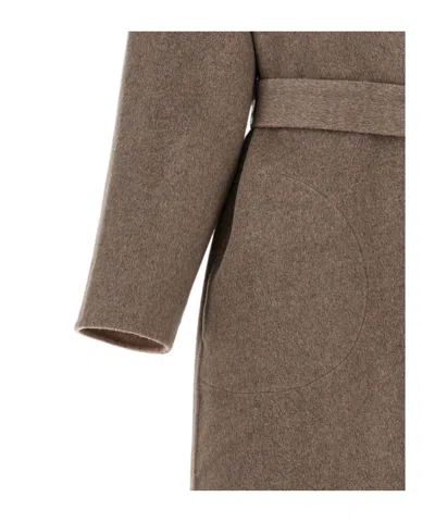 Co Long Belted Wrap At Side Pockets In Gray