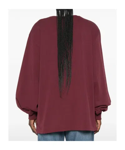 System Embroidered-logo Polo Sweater In Burgundy