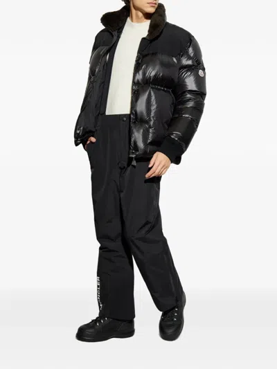 Moncler Adjustable Strap Nylon Technical Pants In Black