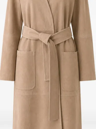 Max Mara Belted Wrap Coat In Gray