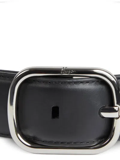 Kenzo Buckle Leather Belt In Black