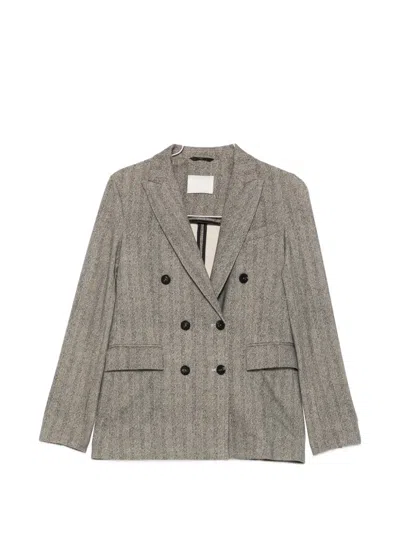 Circolo 1901 Herringbone-pattern Double-breasted Jacket In Brown
