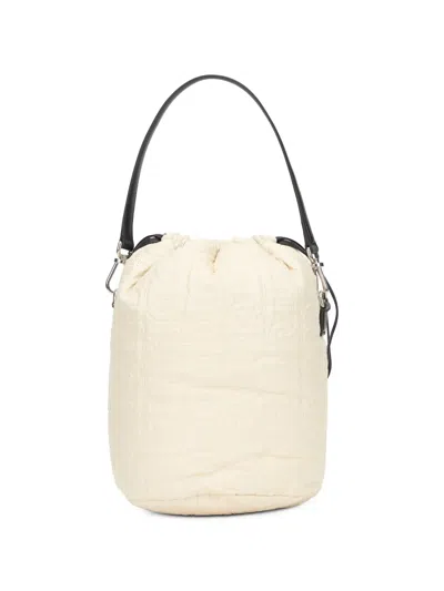 Moncler Quilted Mini Cylinder Handbag With Drawstring Closure In White
