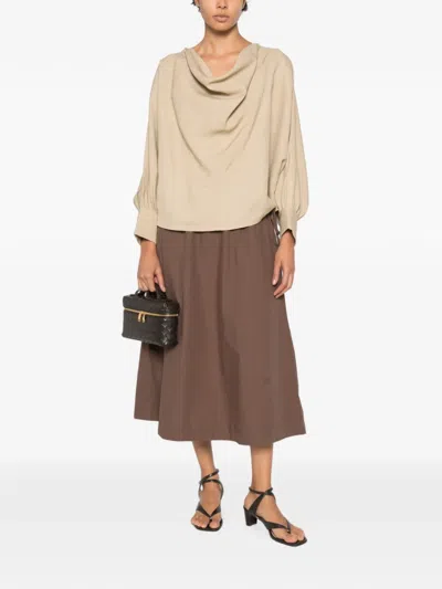 Co Draped Long-sleeve Top In Neutral