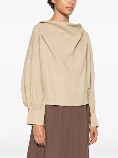 Co Draped Long-sleeve Top In Neutral