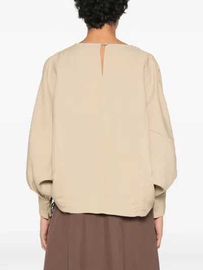 Co Draped Long-sleeve Top In Neutral