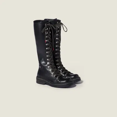 Miu Miu Leather Boots In Black