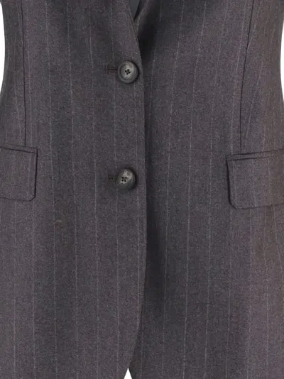 Tagliatore Structured Wool Jacket With Subtle Striped Pattern In Gray