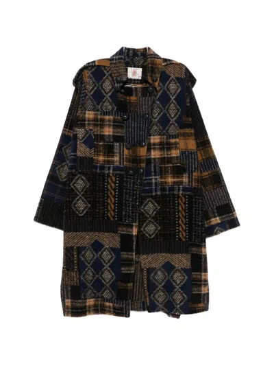 PATCHWORK CHECK-PATTERN COAT