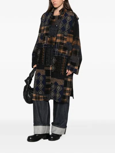 PATCHWORK CHECK-PATTERN COAT