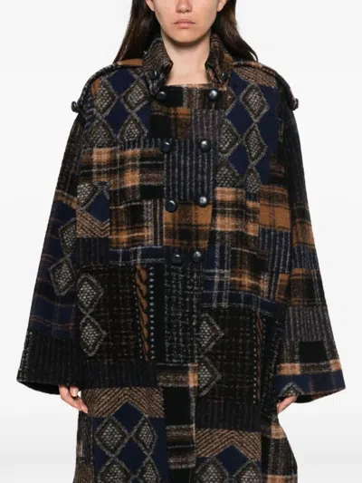 PATCHWORK CHECK-PATTERN COAT