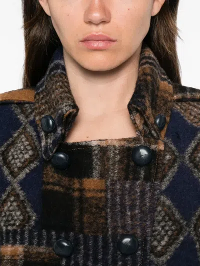 PATCHWORK CHECK-PATTERN COAT
