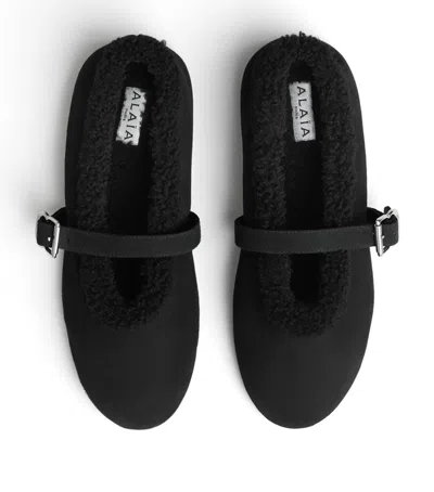 Alaïa Shearling Ballet Flats In Black