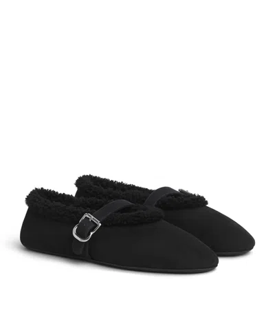 Alaïa Shearling Ballet Flats In Black