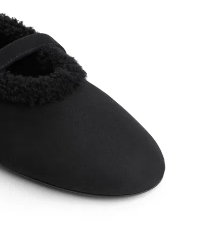 Alaïa Shearling Ballet Flats In Black