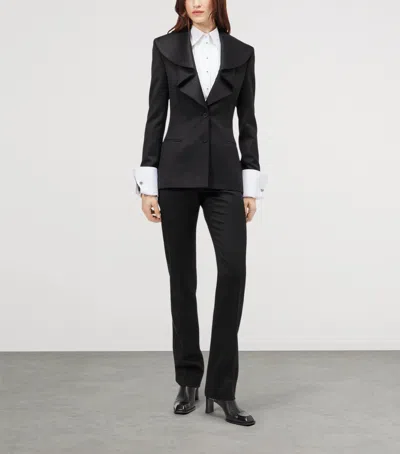 Alexander Mcqueen Structured Tailored Jacket With Statement Lapels In Black