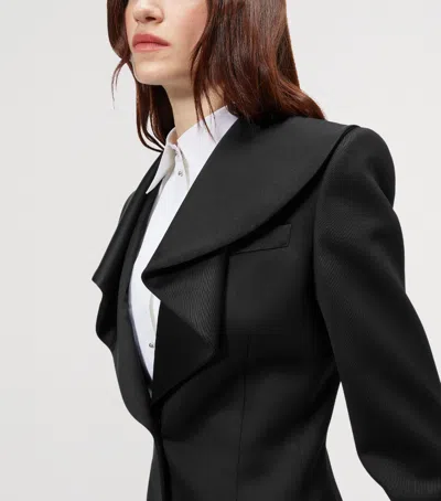 Alexander Mcqueen Structured Tailored Jacket With Statement Lapels In Black