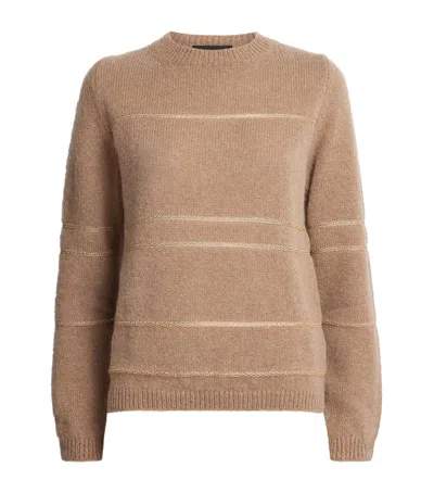 Fabiana Filippi Stripe-detail Crew-neck Sweater In Beige