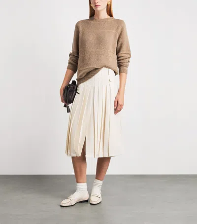 Fabiana Filippi Stripe-detail Crew-neck Sweater In Beige