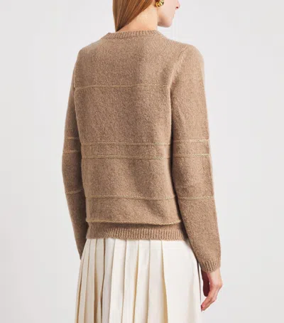 Fabiana Filippi Stripe-detail Crew-neck Sweater In Beige