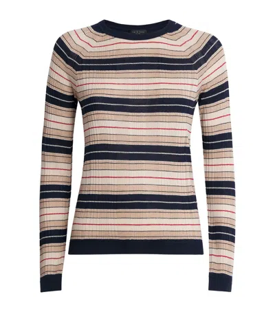 Rag & Bone Teresa Silk Blend Stripe Crew Pullover Nvymt