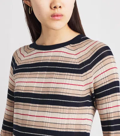 Rag & Bone Teresa Silk Blend Stripe Crew Pullover Nvymt