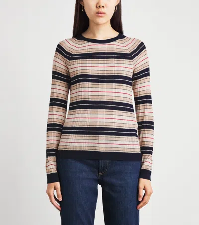 Rag & Bone Teresa Silk Blend Stripe Crew Pullover Nvymt