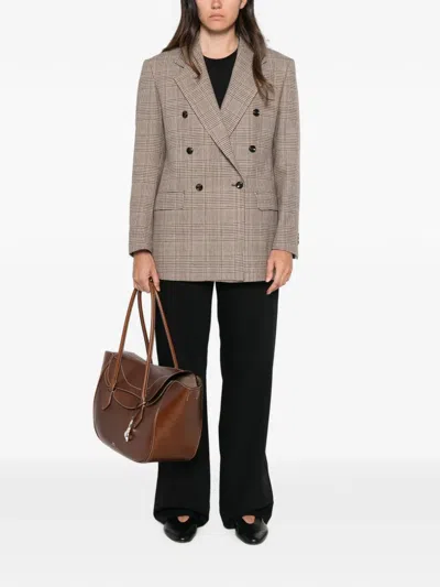Tagliatore Check-pattern Double-breasted Jacket In Neutral