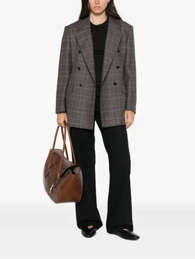 Tagliatore Double-breasted Check-pattern Jacket In Gray