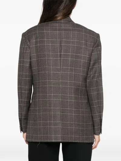 Tagliatore Double-breasted Check-pattern Jacket In Gray