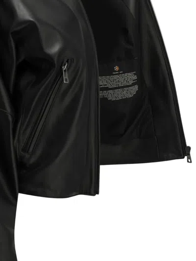Semper Leather Bomber Jacket In Black