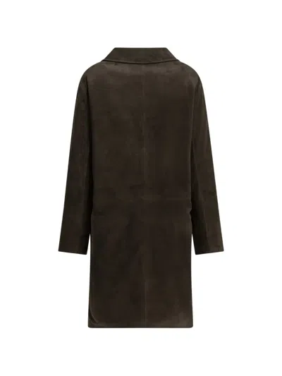 Semper Single-breasted Leather Coat In Green