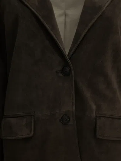 Semper Single-breasted Leather Coat In Green